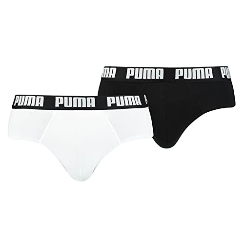 PUMA Men's Bikini Brief (Pack of 2), White/Black, L