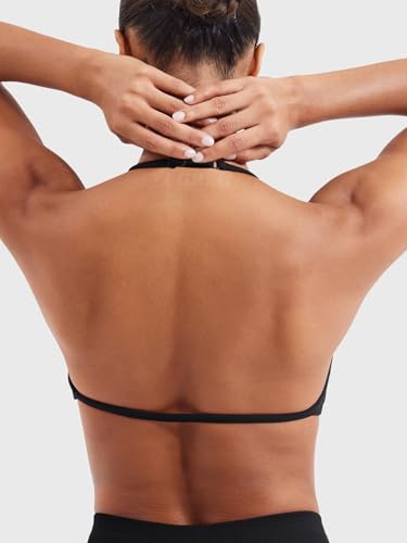 YEOREO SoftHue Impact Strappy Halter Bra for Sports Intensify Women Workout Backless Padded Gym Yoga Bra4