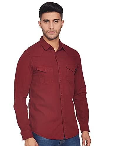 Image of Spykar Men's Solid Slim Fit Shirt