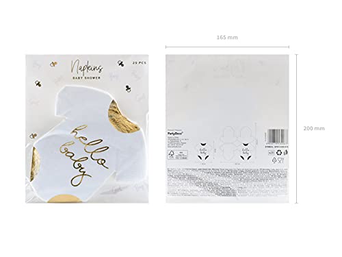 Party Deco Hello Baby gouden en witte romper pak baby shower servetten x 20 - Image 3