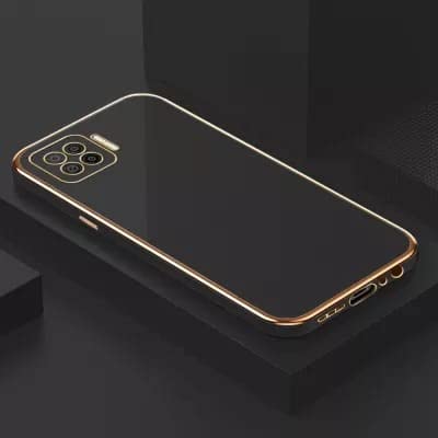 Image of Apurb Store for Oppo 10 Plating Square Gold Frame Phone Case Luxury Soft Silicone Back Cover (for Oppo F17, Black)