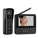 Timbre inalámbrico de intercomunicador de video inteligente, pantalla táctil de 4.3 pulgadas 5V1A Impermeable Timbre de video inteligente...