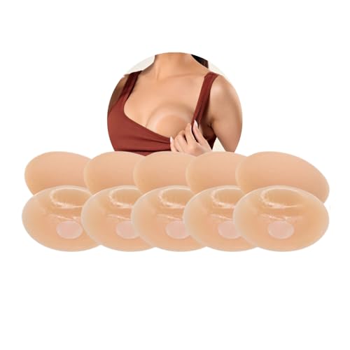 Protetor de Mamilo de Silicone Reutilizável 5 Pares – Tapa Seio Invisível Autoadesivo Hipoalergênico Sem Sutiã – Protetor de Seio Discreto à Prova de Suor e Água - Shop100