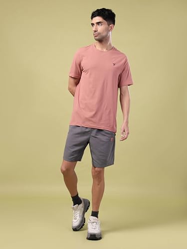 Image of TECHNOSPORT Men's Slim Fit Solid Crew Neck T-Shirt, Cotflex Quick Dry Wrinkle Resistant Polyester Sports Tee for Gym, Running, Training, Sports