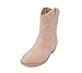 Soda RENO-2 Kids/Girls/Children Western Cowboy Stitched Pointe Toe Low Heel Ankle Mid Shaft Fashion Boots (4 BIG KID, PINK NUBUCK, numeric_4)
