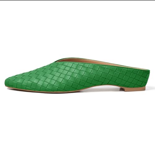 Image of Woven Mules for Women Slip on Comfortabke Metallic Slides Ladies Trendy Square Toe Hidden Wedge Mules
