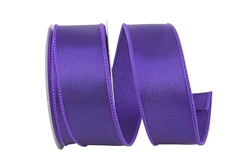 Reliant Ribbon 92575W-064-09F Satin Value Wired Edge Ribbon 1-1/2 Inch X 10 Yards Purple