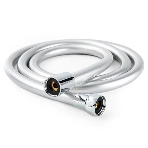 OFFO Ultra-Flex Shower Hose, Premium RV PVC Handheld Shower Head Hose Flex Hoses Extension with Brass Insert and Nut for Bathing Pet Bathing, 60 in Silver Gray