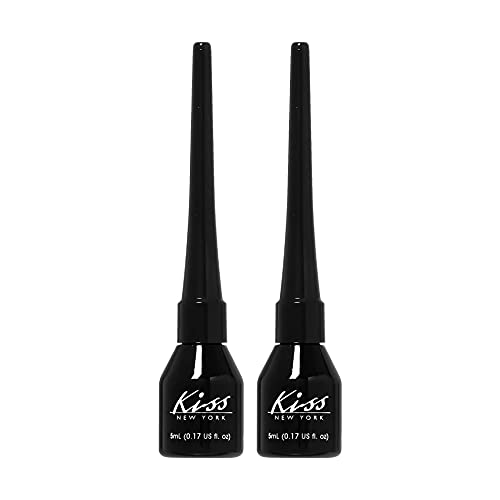 Kiss New York Smudge-Proof, Easy-To-Control Liquid Eyeliner (2 Pack) #TOP13