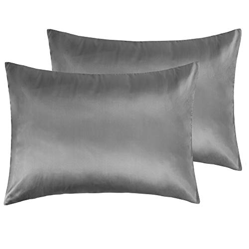 NTBAY Zippered Satin Pillowcases, Super Soft and Luxury Standard Pillow Cases Set of