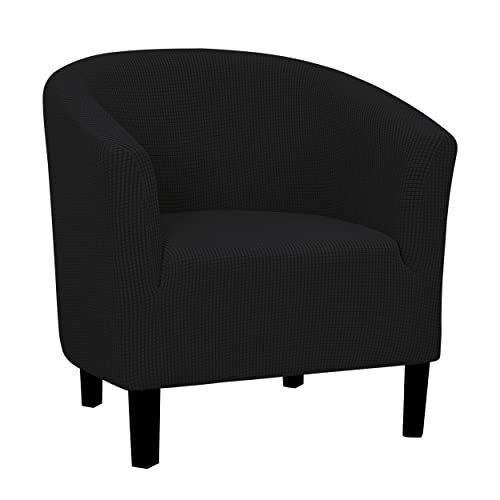 Easy-Going Stretch Club Armchair Slipcover 1 Piece Barrel Tub Sofa Cover Furniture Protector Jacquard Couch Cover Black