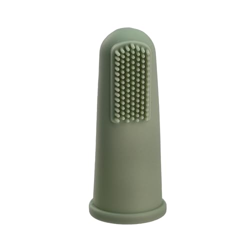 Cepillo de Dientes de Dedo para Bebés, Cepillo dental de dedo, Cepillo de silicona para bebé, Ayuda a Calmar y Estimular las Encías, Apto para 0-2 Años, Unisex, Silicona, Verde