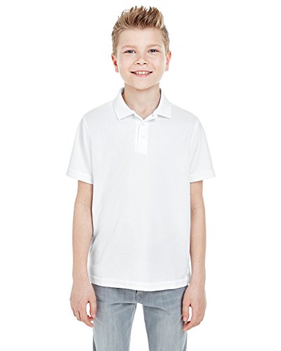 UltraClub Youth Cool & Dry Mesh Piqué Polo XL WHITE