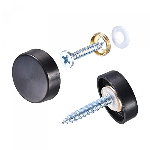 sourcing map 12Stk Schrauben 16mm/0.63 Deko Abdeckkappe Gebürstet für Schild Werbe Schwarz