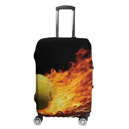 Burning Tennis Pictures Luggage Cover, Washable Elastic Suitcase Cover Protector Fit 18-32 Inch Luggage