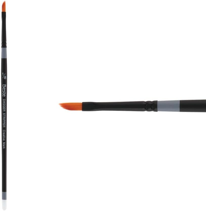 Creative Mark Beste Golden Taklon Hair Brushes - Watercolor Paint Brushes for Acrylic, Watercolor, Water-Soluble Oil, and Any Wet Paint - Dagger Striper - 1/8"