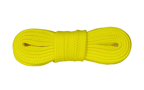 Kaps Cordones de Zapatillas de Deporte, cordones de calzado duraderos de calidad para calzado casual, fabricados en Europa, 1 par (140 cm - 55 inch - 8 a 10 pares de ojales/Amarillo)