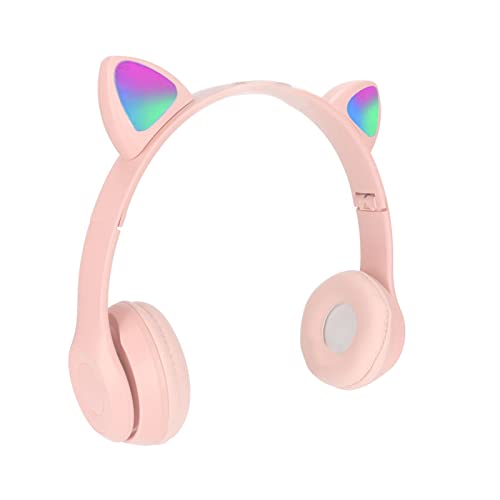 Cat Ear Headphones, Bluetooth Headset Support Memory Card, Foldable Cute Cat Ear Headphone with LED Light, Stereo Surround Sound, for Girls, Woman()