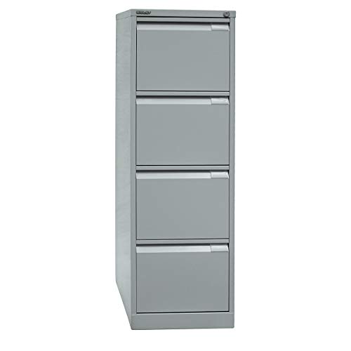 BISLEY Hängeregistraturschrank, einbahnig, DIN A4, 4 HR-Schubladen, Metall, 355 Silber, 62.2 x 41.3 x 132.1 cm