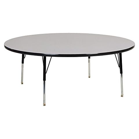 Norwood Commercial Furniture Adjustable Height Classroom Activity Table for Kids & Adults, Round Activity Table for School and Home, 60" D x 60" W x 30" H, Gray/Black Cover