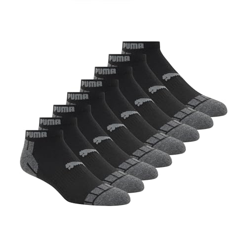 PUMA Men's Quarter Crew Socks (8-Pack), Charcoal, 10-13 | Arch Support and Cushioned Footbed - image 1