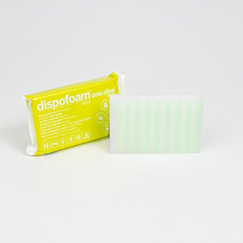 Dispofoam One Aloe Vera Esponja jabonosa desechable para pieles sensibles, 13x8x2,5 cm. Pack 10 uds.