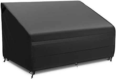 MR. COVER 2-Seater Outdoor Loveseat Covers Waterproof, 58 Inch Patio Furniture Cover, Heavy Duty 600D Polyester & Double-Stitched Seams, Classic Black