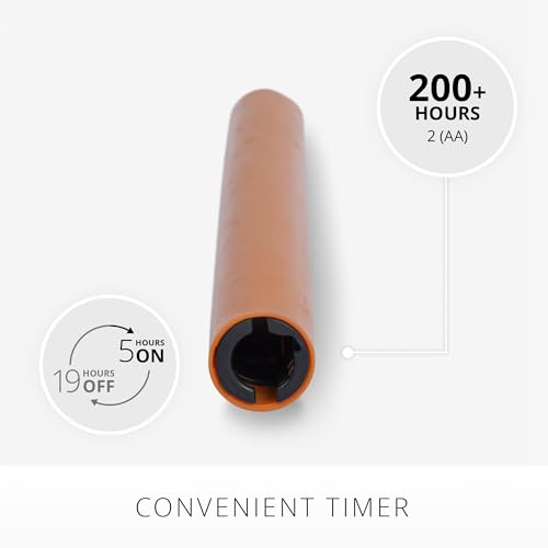 Image of Luminara Marmalade Taper, 1 inch x 9.5 inch Battery Operated Flameless Candle, Flickering White LED Light Flame, Timer Switch, Remote Ready Decor for Halloween Fall Indoor Candlestick Decoration, Real Wax