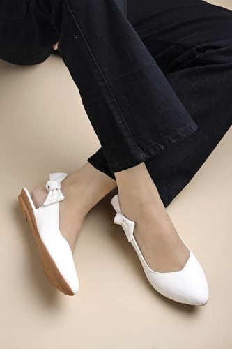 Image of Shoetopia Women's Pointed Toe Flats with Side Bow Stylish & Comfortable ||Slingback Ballet Shoes for Casual & Party Footwear
