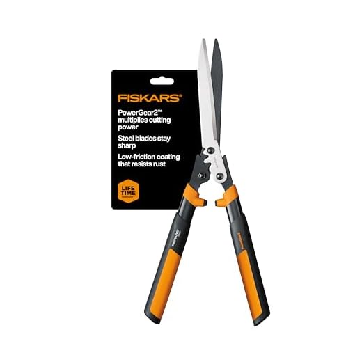 Fiskars PowerGear2 Hedge Shears - 23" Precision-Ground Low Friction Coated Stainless Steel Blade - Branch Cutter and Gardening Tool with Shock-Absorbing Bumpers