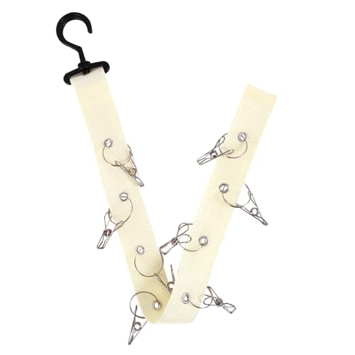 Plush Toy Display Strap with 8 Metal Clips, Hanging Wall Doll Organizer for 15-17cm Blind Box Dolls & Plush Animals Storage (Beige)