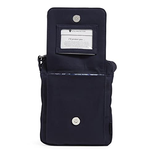 Image of Vera Bradley Women's Cotton Mini Hipster Crossbody Purse With RFID Protection, Classic Navy - Recycled Cotton, One Size