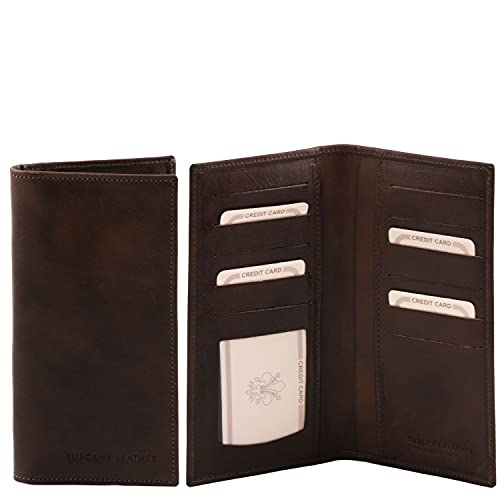 Portefeuille vertical en cuir TUSCANY LEATHER élégant marron foncé