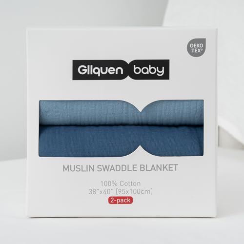 GLLQUEN BABY Baby Blankets for Newborn Soft 2 Pack, Muslin Cotton Baby Boy or Girl Blanket 95x100cm - Image 2