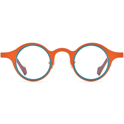 Image of FONEX Colorful Pure Titanium Glasses Frame Women Retro Round Eyeglasses