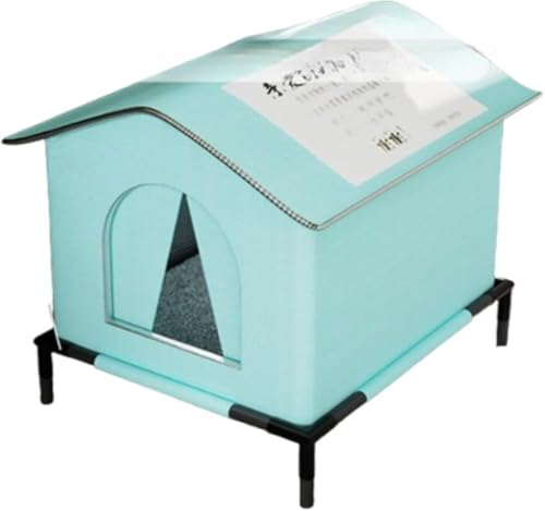 CokBlu 暖房付き猫ハウス 冬用屋外猫小屋 耐候性野良猫シェルター 密閉型ペットテント 複数猫用断熱キャットハウス 傾斜屋根・トップカバー付き