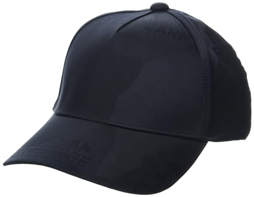 Design su tutta la superficie Armani Exchange Cappello da Baseball da Uomo in Jacquard Mimetico, Blu Scuro, Taglia Unica
