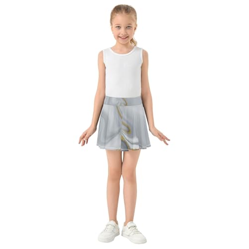 Joisal Fun Cute Athletic Shorts Girls Skorts Tennis Skirts Kids Girl Skort Grey Gold Marble Texture 4t3