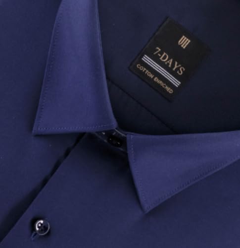 Image of 7-DAYS Men's Premium Formal Shirt - Cotton Rich, Regular Fit, Full Sleeve, with Pocket, Durable & Easy Care - Perfect for Office & Everyday Wear