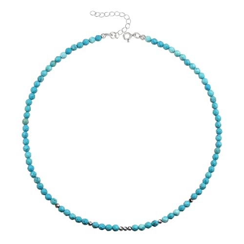 💎 UNIQUE GEMS Collana da donna girocollo con pietre preziose, bella e senza tempo, corta con perle di pietre preziose autentiche selezionate a mano Ø 4 mm sfaccettata e scintillanti perle di ematite come elegante elemento di spicco. Un accessorio moderno di cui nessun outfit di successo dovrebbe fare a meno