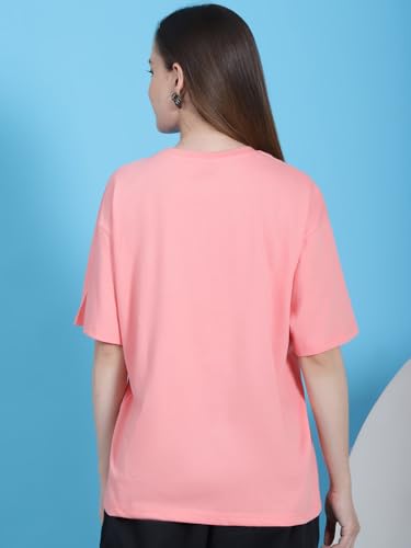 Image of Preneum Women's Cotton Cool Graphic Printed Baggy Fit Drop-Shoulder Sleeves Cotton Oversized T-Shirt