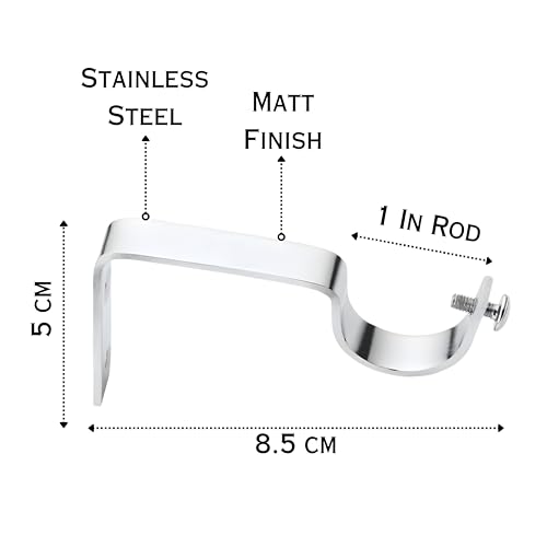 Image of Aluminium Single & Double Diamond Curtain Brackets Parda Holders with SS Support Fittings 1 Inch Rod Pocket Finials Designer Door and Window (Pack of 1 Pair, Blue)