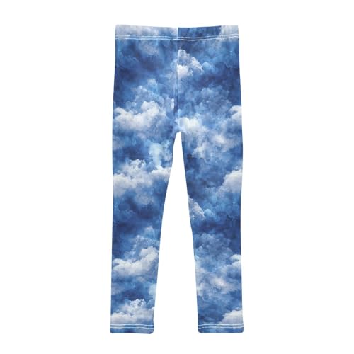 Boccsty Deep Blue Tie Dye White Girls Leggings Kids Yoga Pants Dance Active Tights 4T2