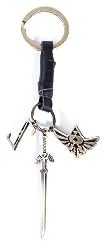 The Legend of Zelda Metal Charms with Faux Leather Strap Keychain Llavero 16 Centimeters Plateado...