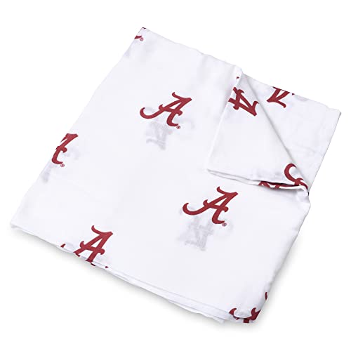 Image of Three Little Anchors University of Alabama Crimson Tide Muslin Swaddle Blanket – Officially Licensed Ultra-Soft 47” x 47” Cotton Muslin Baby Swaddle | Newborn Blanket | UA Infant Gift