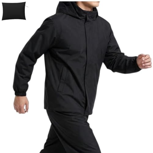 Image of Raincoat for Men Waterproof | Men Rain Jacket Hooded Windproof Lightweight | Full-Length Breathable All-Season Rain Wear | Bike Riding, Motorcycle, Cycling|M16