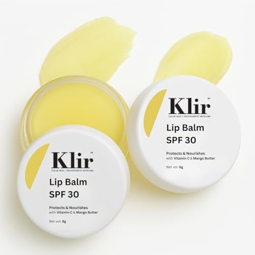 Image of KLIR Lip Balm SPF 30 Pack of 2 (8g Each) | Broad Spectrum Sun Protection | With Vitamin C & Mango Butter | Nourishing & Hydrating Lip Care