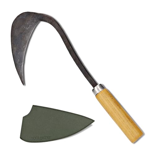 TOOLGATHER Original Homi Hand Hoe - Traditional Handmade Korean Garden Tool for Weeding Digging & Planting with Forged Steel Blade & Chestnut and Acacia Wood Handle