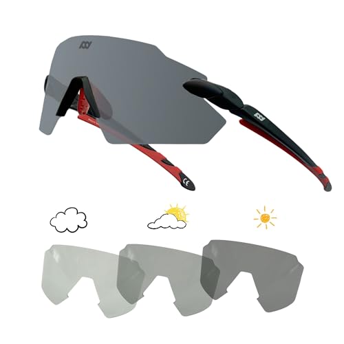 Eaglens.54 Outdoor Sports polarized photochromic wrap around Cycling Sunglasses for Men & Women TR90 Frame UV Protection