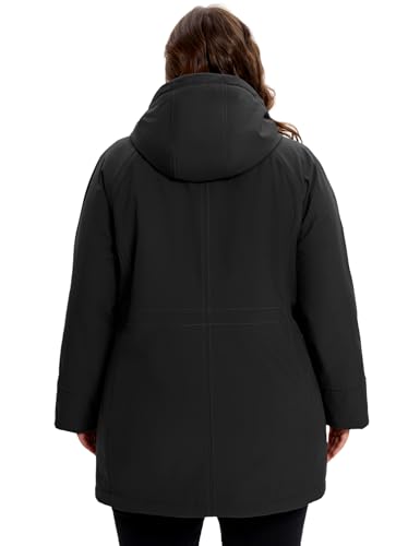 WINDMILL Womens Plus Size Softshell Jacket, Warm Windbreaker Coat with Hood (1X-6X)3